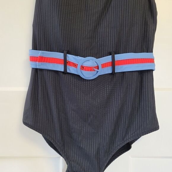 Jessica simpson ribbed belted one piece swimsuit - Picture 8 of 14